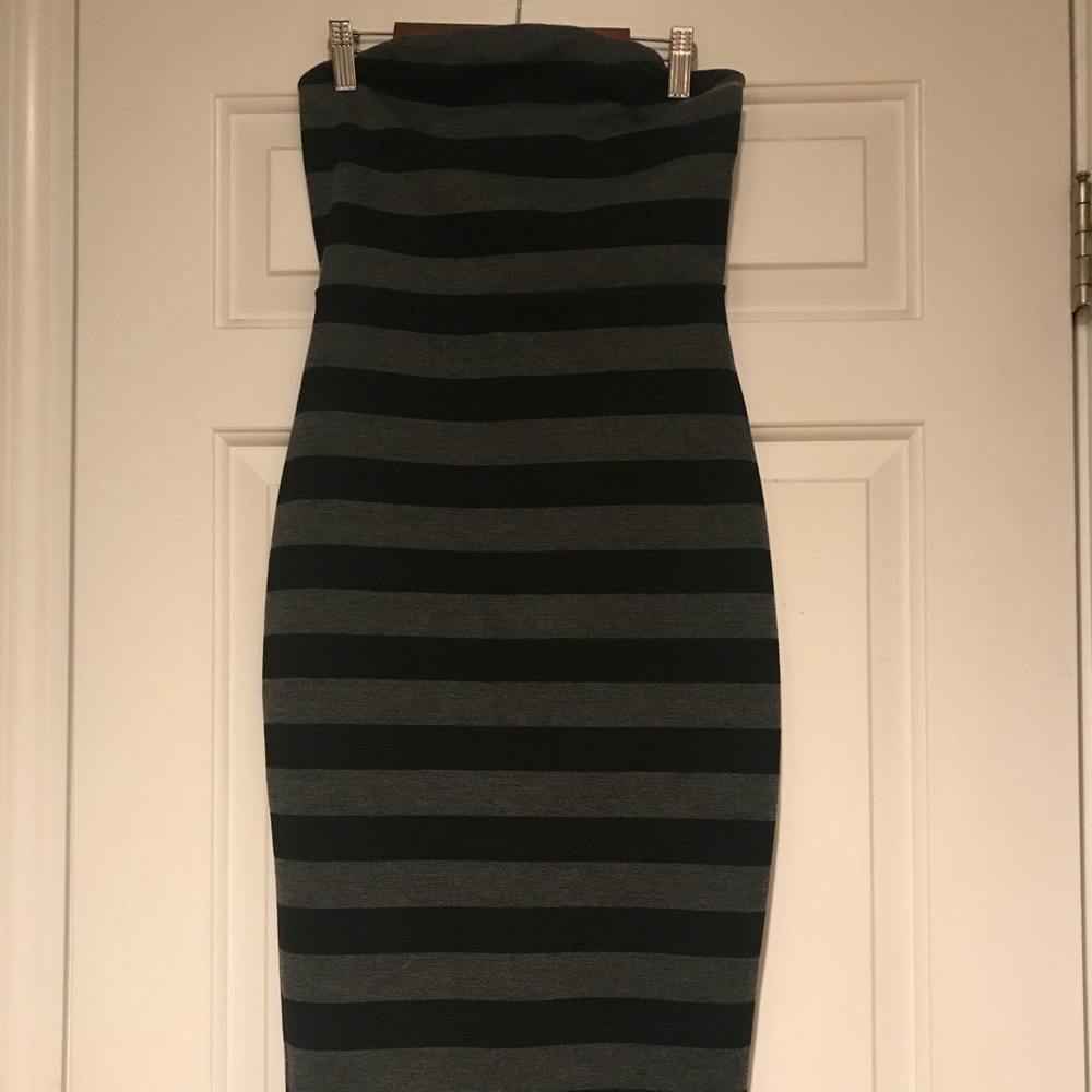 Express strapless stripped pencil dress